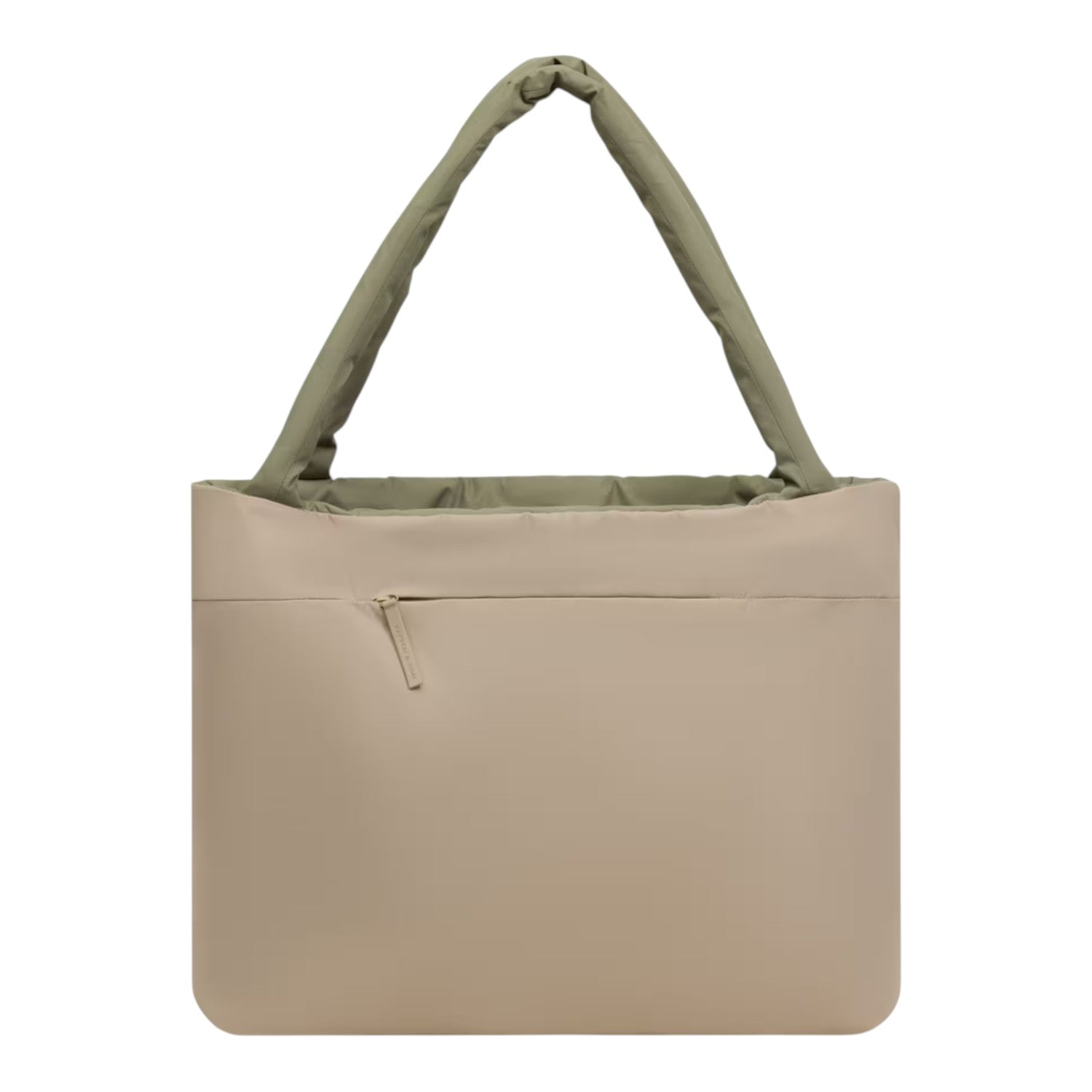 Lieblingstasche Norva 2in1 shopper bag in beige with olive green padded shoulder straps and front zip pocket