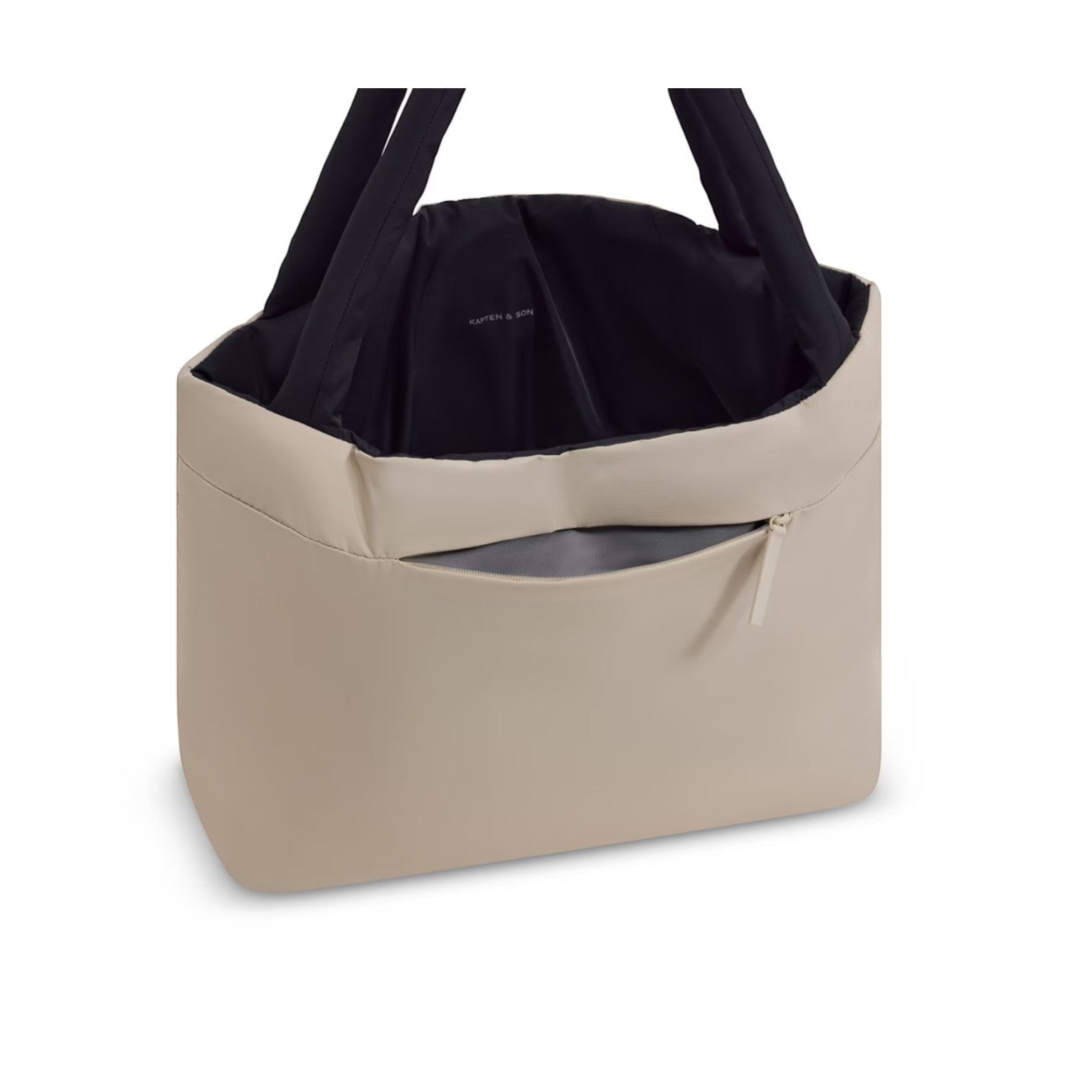 Lieblingstasche Norva 2in1 shopper bag in beige with black handles and a front zippered pocket