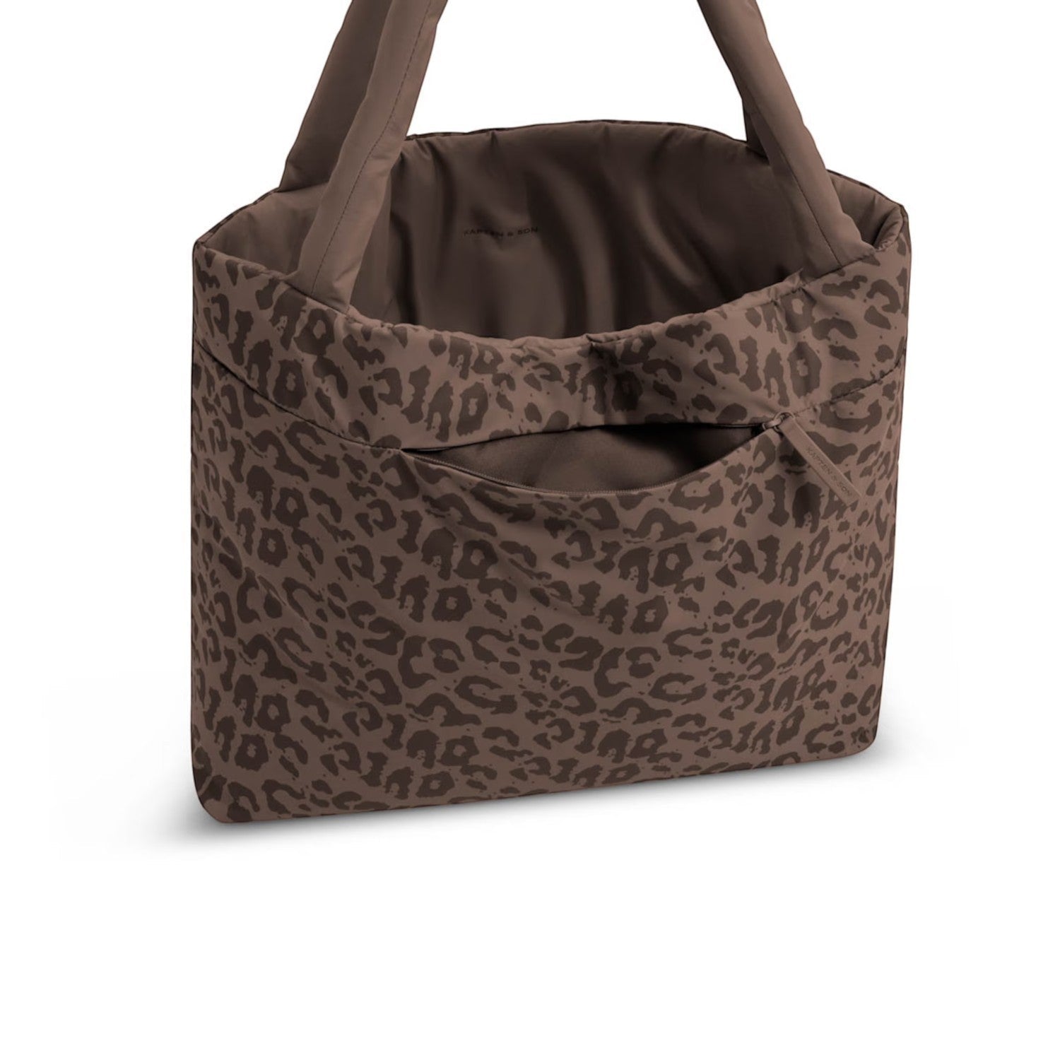 Lieblingstasche Norva 2in1 shopper bag in brown leopard print with a front zip pocket and comfortable shoulder straps