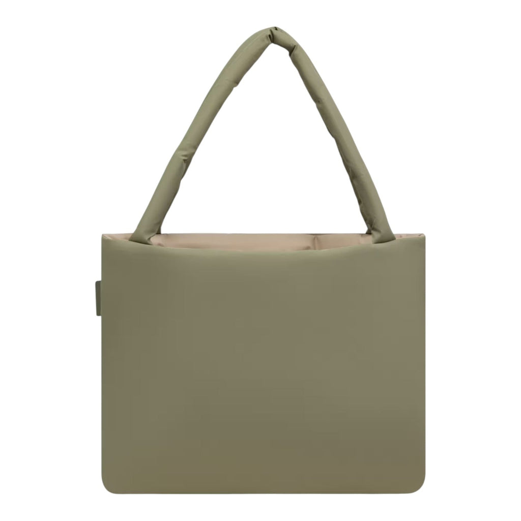Lieblingstasche Norva 2in1 shopper bag in olive green with a padded handle and beige interior lining