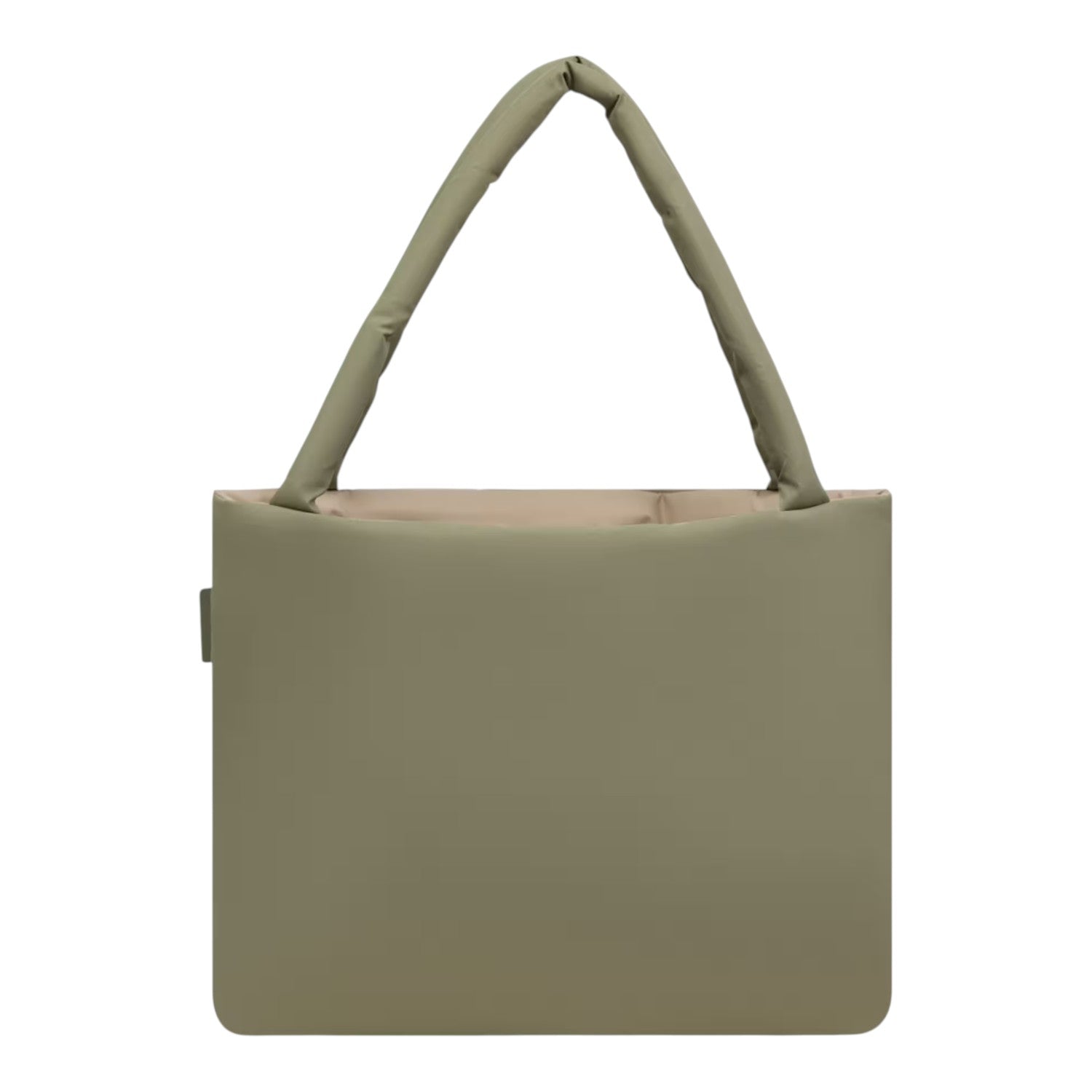 Lieblingstasche Norva 2in1 shopper bag in olive green with a padded handle and beige interior lining