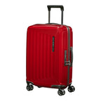 Lieblingstasche NUON Spinner 55/20 Exp carry-on suitcase in vibrant red with a hard shell and four spinner wheels.