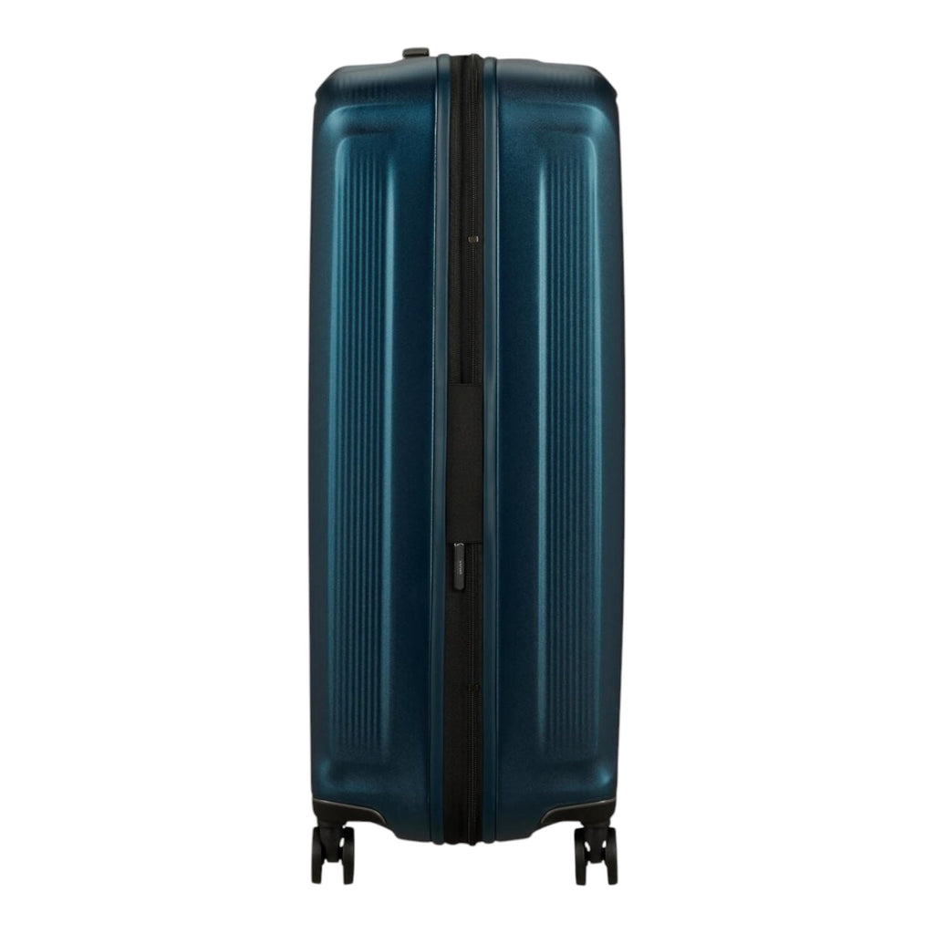 Lieblingstasche NUON Spinner 75/28 Exp large hardside suitcase in metallic teal blue, side view