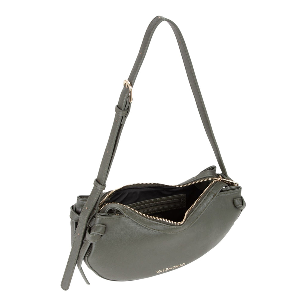 Lieblingstasche olive green faux leather shoulder bag with adjustable strap and zip closure