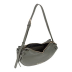 Lieblingstasche olive green faux leather shoulder bag with adjustable strap and zip closure