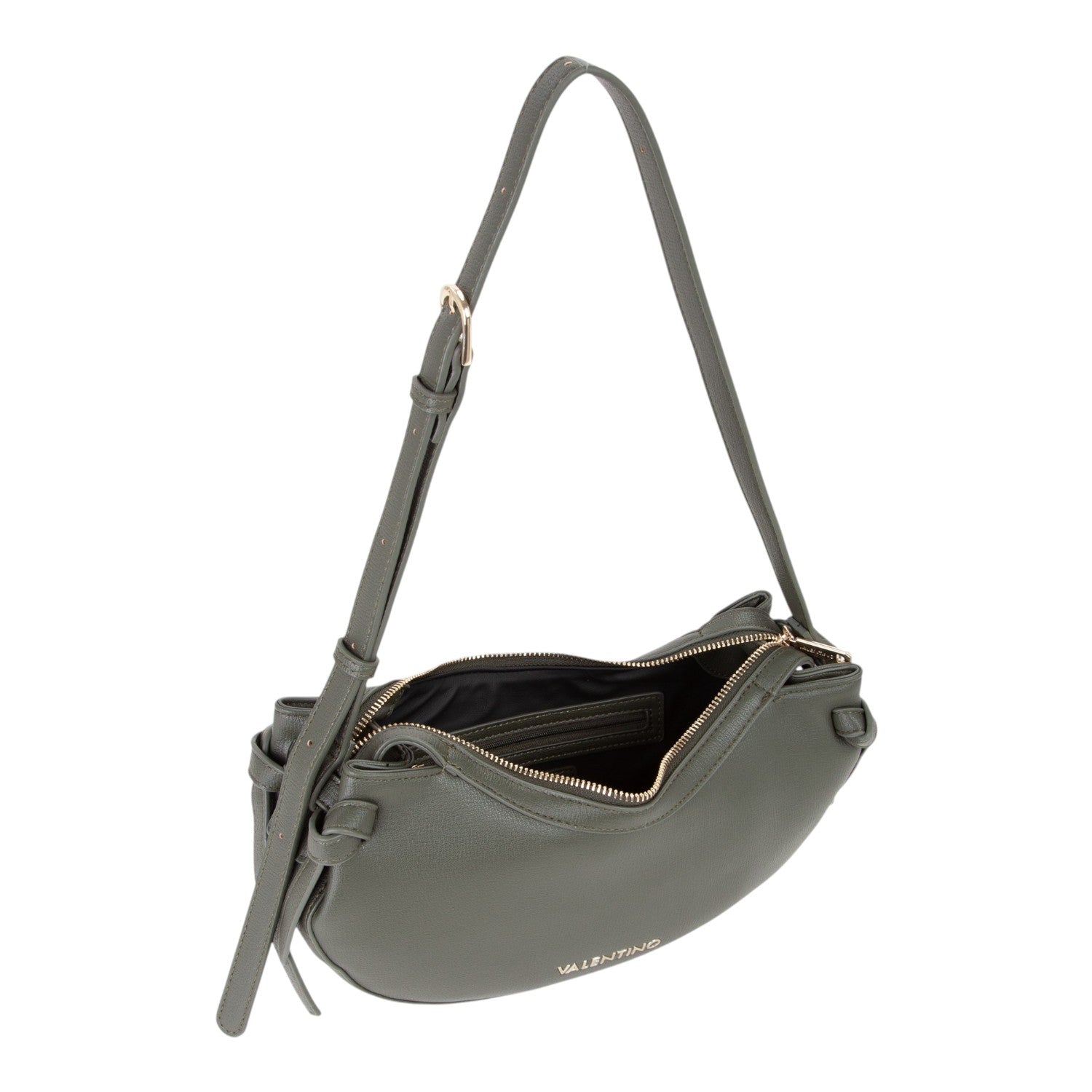 Lieblingstasche olive green faux leather shoulder bag with adjustable strap and zip closure
