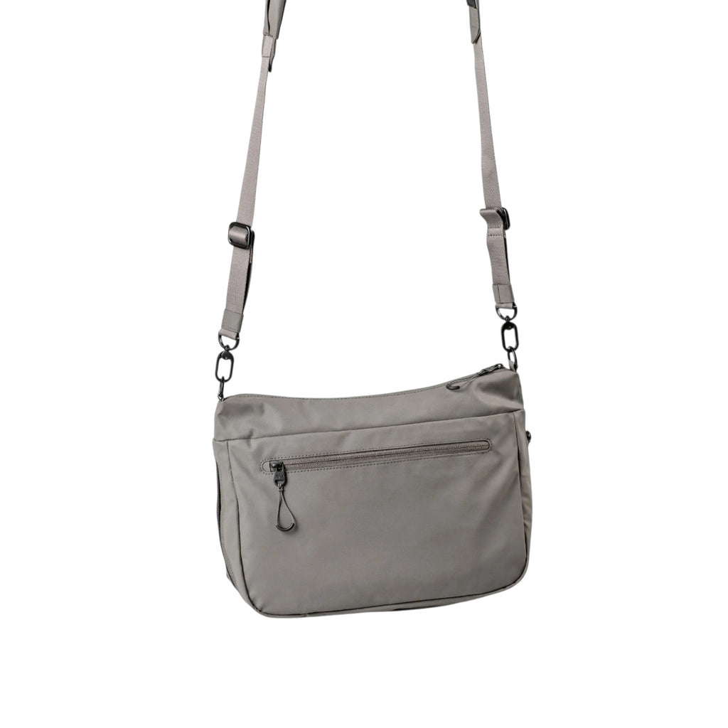 Lieblingstasche Omono RE lite grey crossbody bag with adjustable strap and front zipper pocket