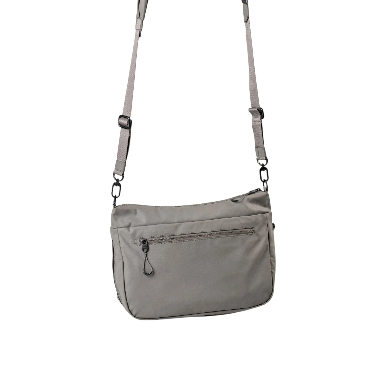 Lieblingstasche Omono RE lite grey crossbody bag with adjustable strap and front zipper pocket