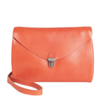 Lieblingstasche orange leather fold handbag clutch with silver clasp and wrist strap