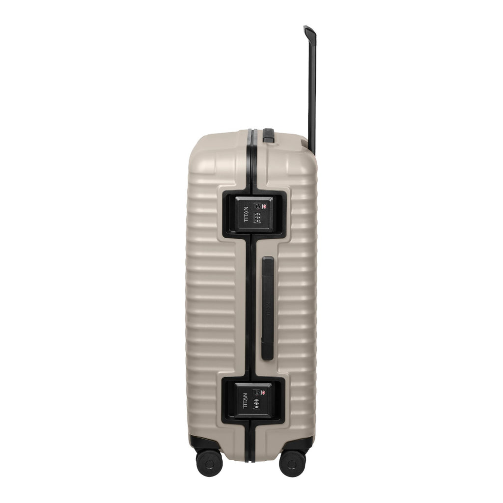 Lieblingstasche OVERSEAS 4w Trolley L in beige with a hard shell, side handle, and integrated TSA combination locks.