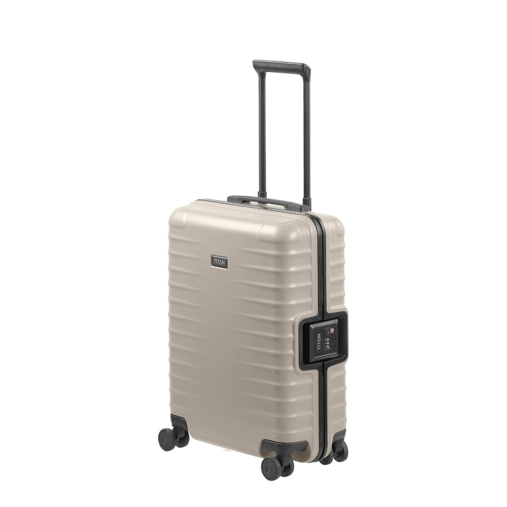 Lieblingstasche OVERSEAS 4w Trolley S20 in beige with a hard shell, telescopic handle, and integrated TSA lock.