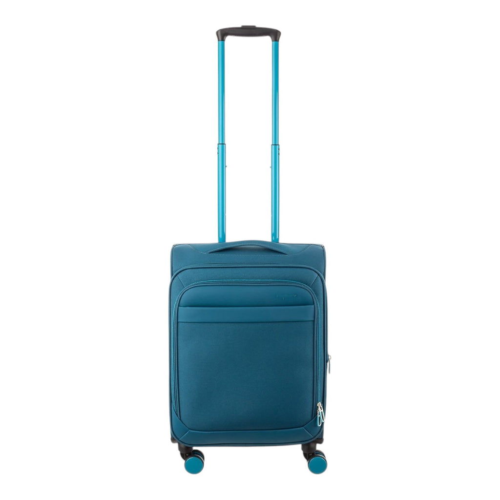 Lieblingstasche Lightstyler cabin spinner suitcase in petrol blue with a telescopic handle and four wheels.