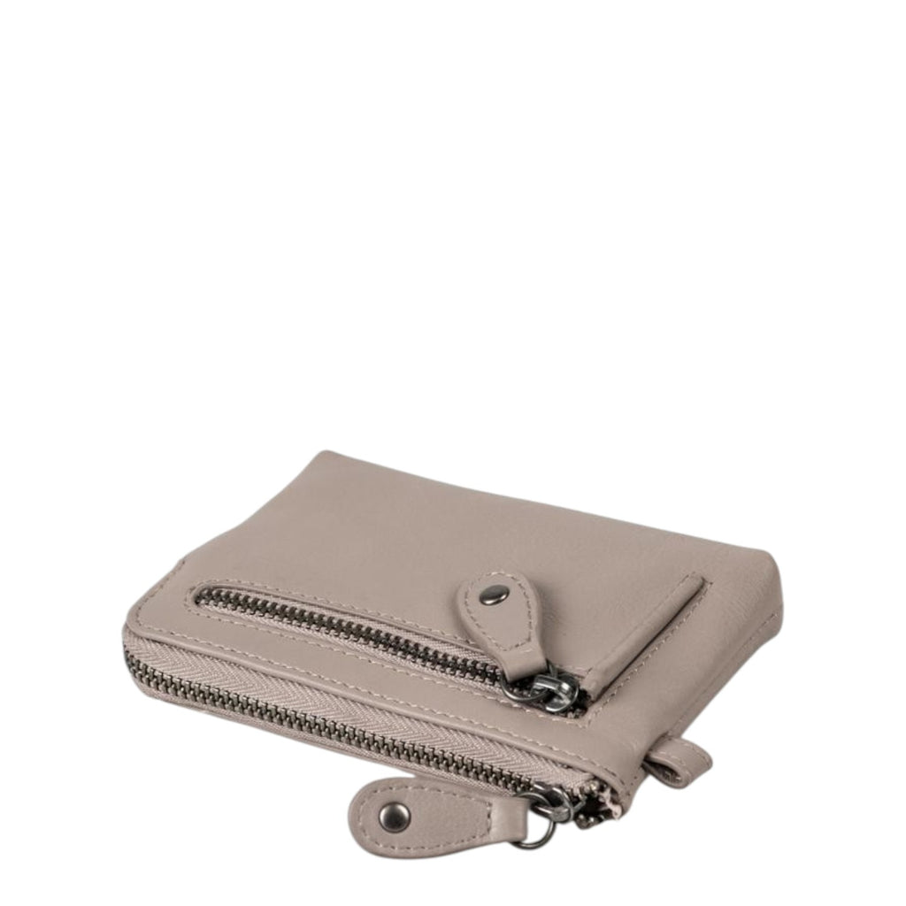 Lieblingstasche Physalis taupe leather wallet with double zippered pockets and metal hardware details