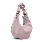 Lieblingstasche Moon Bag Ruffle Large in soft dusty pink with a gathered scrunchie-style shoulder strap