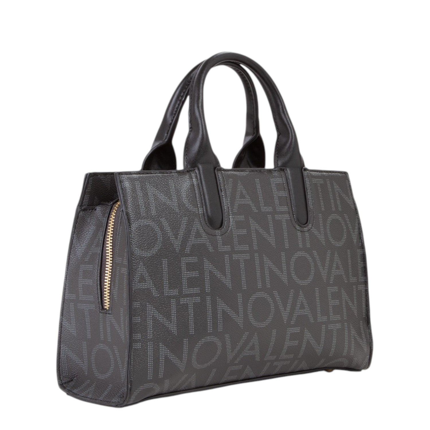 Lieblingstasche Pretty Bag Regina Re black tote bag with all-over logo print and top handles.
