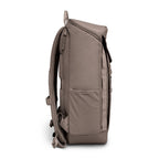 Lieblingstasche Pro Pack taupe backpack with mesh side pocket and padded straps.