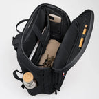 Lieblingstasche Pro Pack Travel backpack in black made from recycled plastic with organized interior compartments