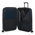 Lieblingstasche PRODIVER HS Spinner 75/28 Exp suitcase interior with blue mesh pockets and compression straps