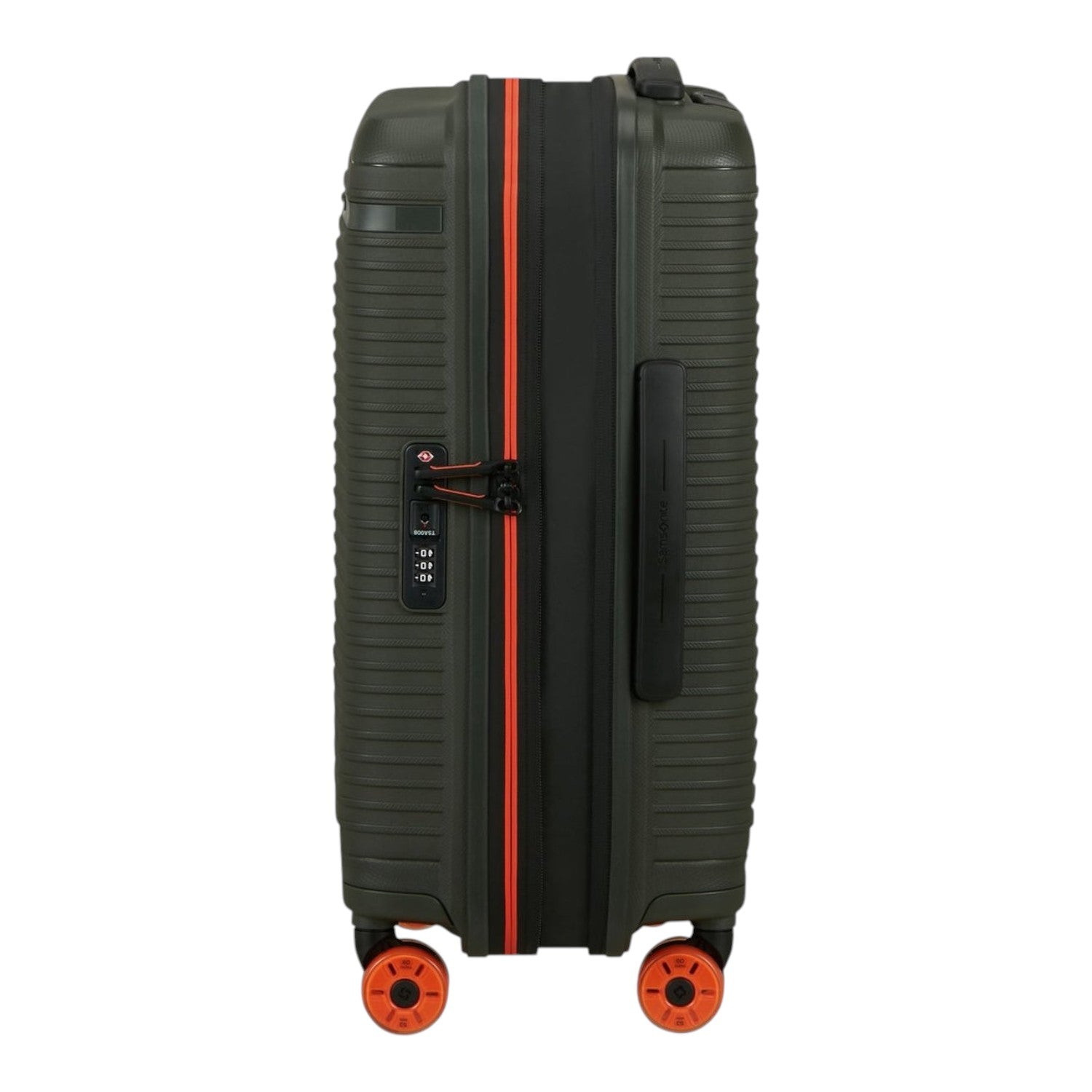 Lieblingstasche PRODIVER HS olive green hard-shell spinner suitcase with orange wheels and zipper details