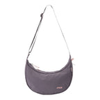 Lieblingstasche purple crescent-shaped sling bag with adjustable strap and zipper details
