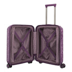 Lieblingstasche purple patterned trolley luggage with telescopic handle and interior straps