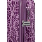 Lieblingstasche Lascana Edition 4W Trolley L, purple suitcase with abstract pattern, TSA lock, and zipper.