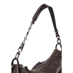 Lieblingstasche Raven dark brown leather shoulder bag with a decorative metal chain strap and zip closure
