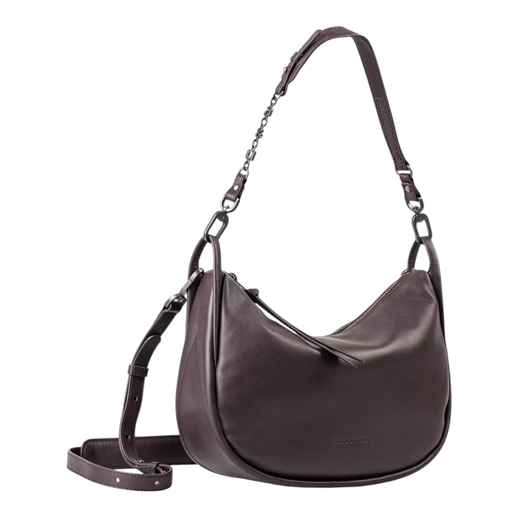Lieblingstasche Raven dark brown leather hobo bag with a chain strap detail and adjustable shoulder strap