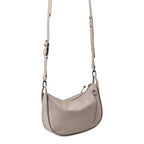 Lieblingstasche Raven taupe leather crossbody bag with adjustable strap and side zipper detail