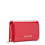 Lieblingstasche Flap Bag Ember, a red patent leather wallet with gold hardware and a zip closure.