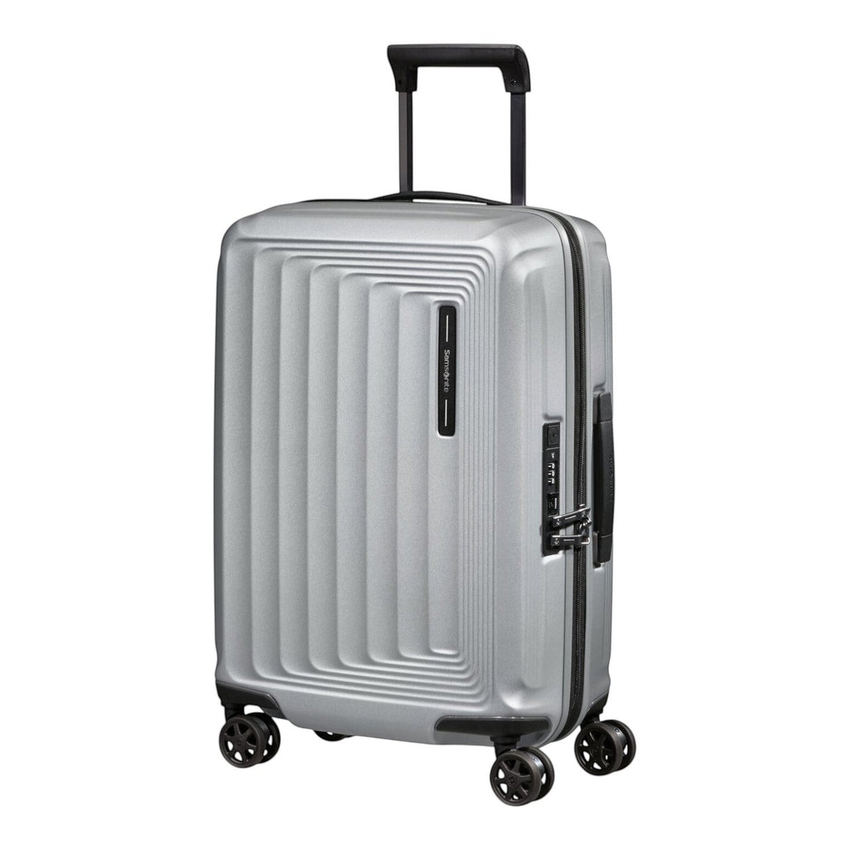 Lieblingstasche Samsonite NUON Spinner 55/20 silver hard shell carry-on suitcase with TSA lock and 4 spinner wheels