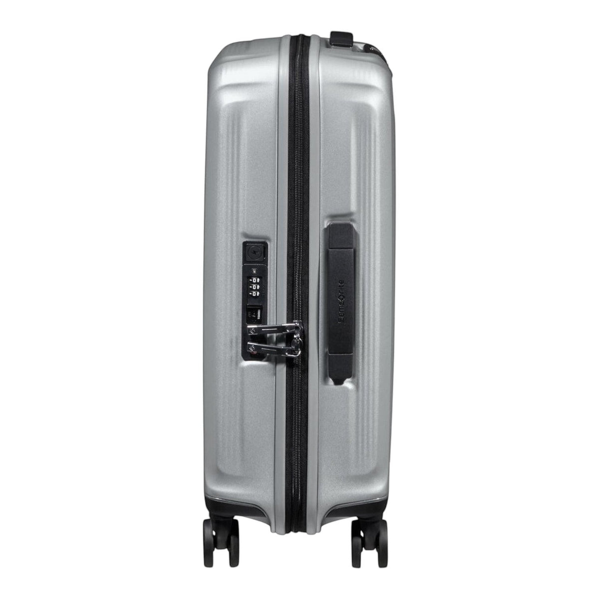 Lieblingstasche Samsonite NUON Spinner 55/20 silver hard shell carry-on suitcase with TSA lock and side handle