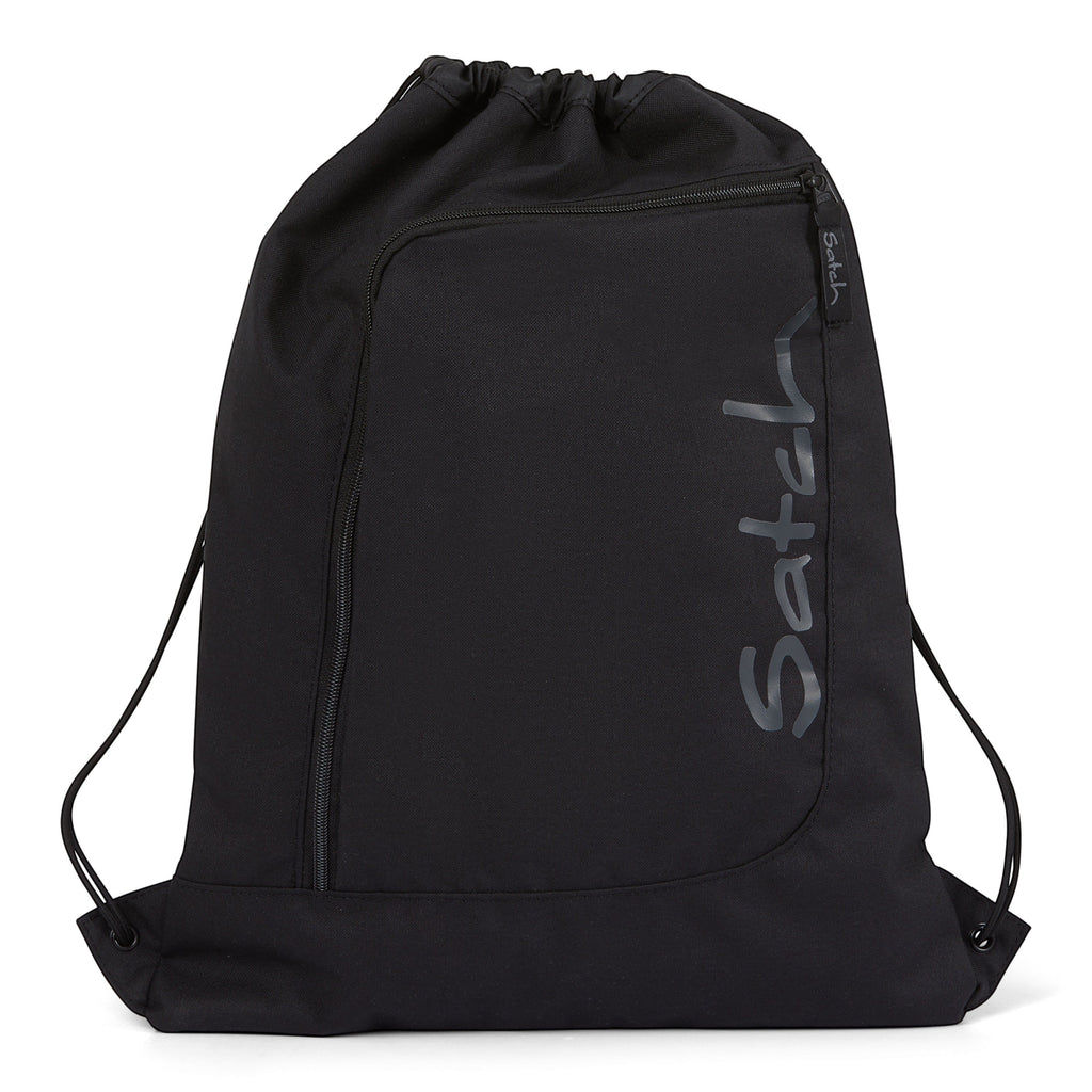 Lieblingstasche satch black drawstring sports bag with front zipper pocket and water-repellent fabric