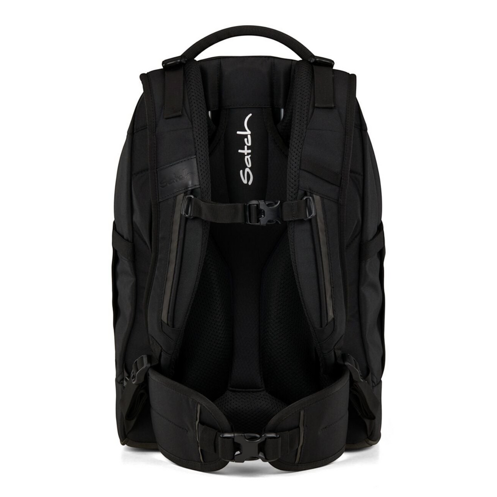 Lieblingstasche satch Pack school backpack in black with adjustable straps, hip belt, and breathable back padding.