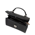 Lieblingstasche Satchel Pandia Re black leather top-handle bag with embossed logo and silver hardware.