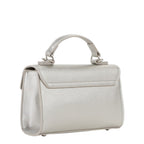 Lieblingstasche Satchel Pandia Re silver metallic handbag with top handle and flap closure.