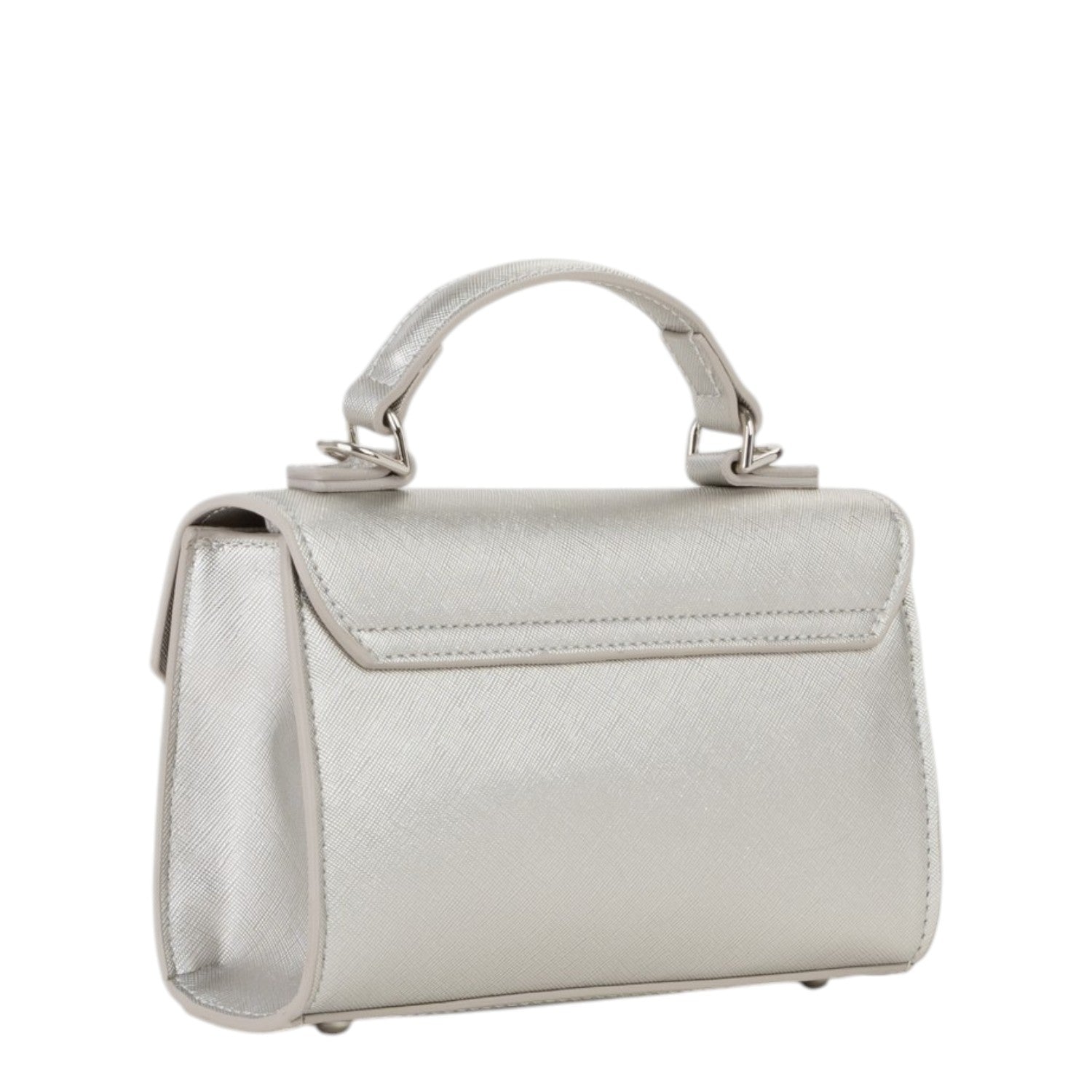 Lieblingstasche Satchel Pandia Re silver metallic handbag with top handle and flap closure.