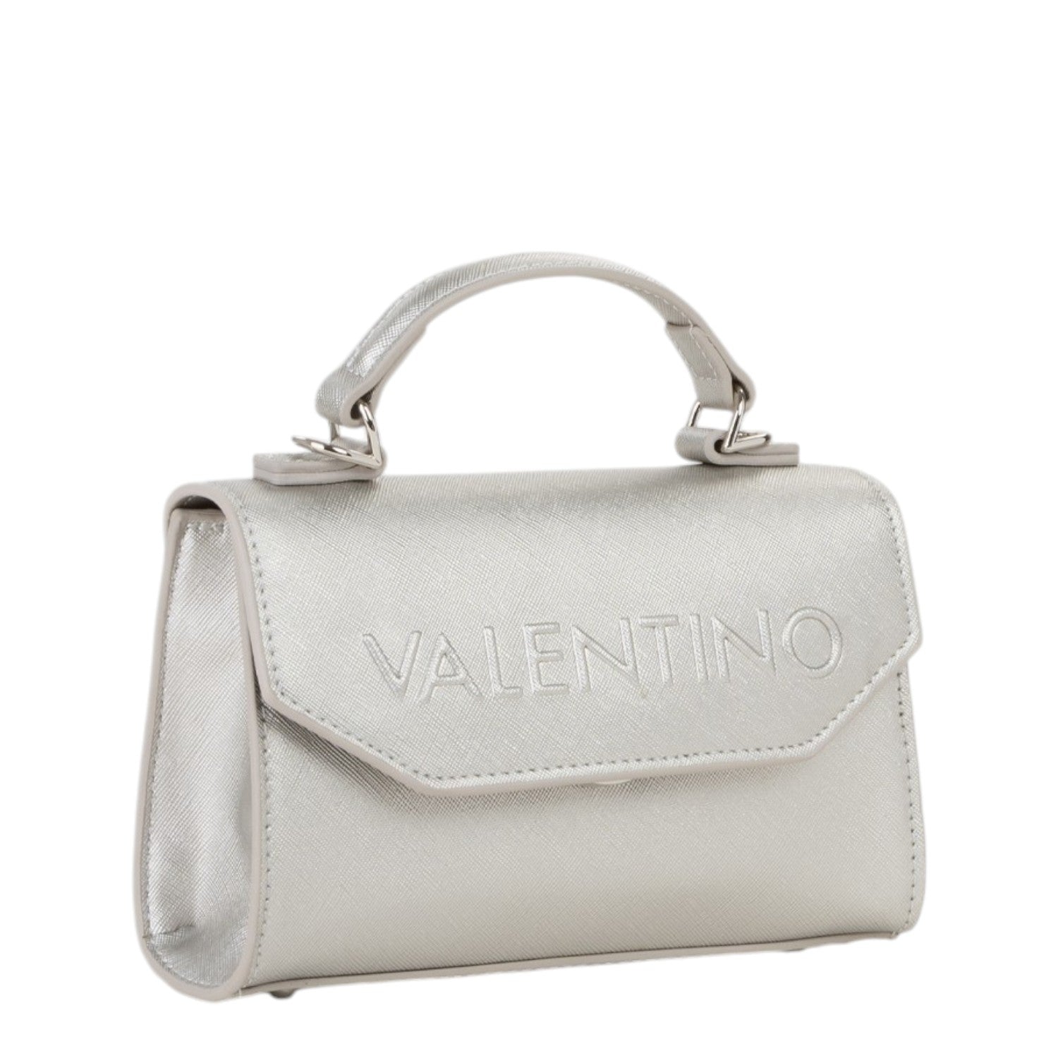 Lieblingstasche Satchel Pandia Re silver metallic mini bag with top handle and embossed logo