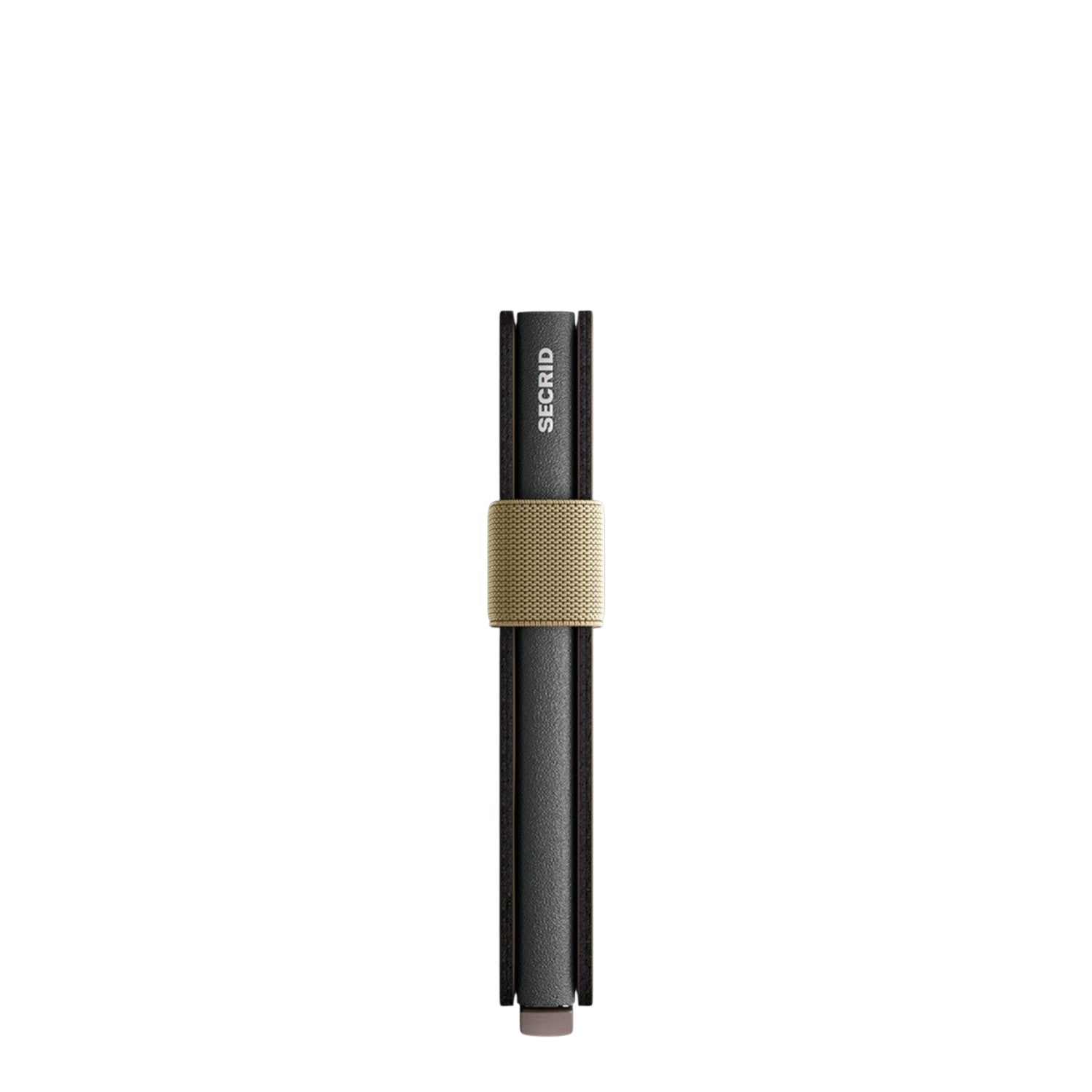 Lieblingstasche Secrid Bandwallet Matte in black with a beige elastic band for secure card storage