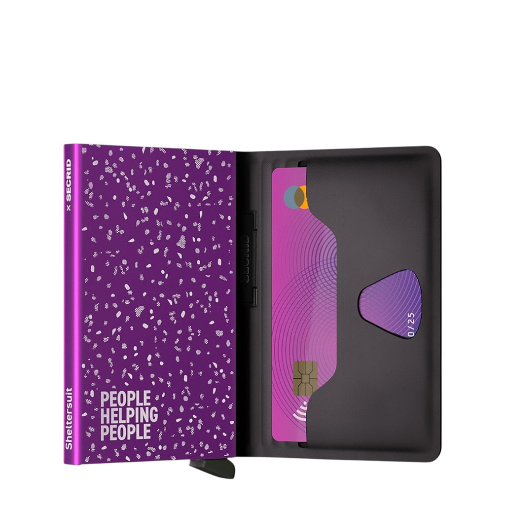 Lieblingstasche Secrid Bandwallet TPU Sheltersuit in purple with white speckled pattern and RFID protection