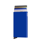 Lieblingstasche Secrid Cardprotector in vibrant blue aluminum with RFID protection and card slide mechanism