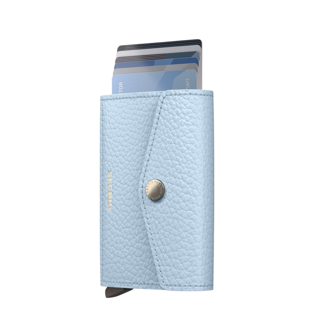Lieblingstasche Secrid Envelope Pebble wallet in light blue textured leather with snap button and card protector