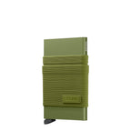 Lieblingstasche Secrid Flexwallet in olive green with a protective card case and flexible elastic powernet sleeve.