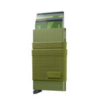 Lieblingstasche Secrid Flexwallet in olive green with elastic powernet textile sleeve and RFID-protected card case