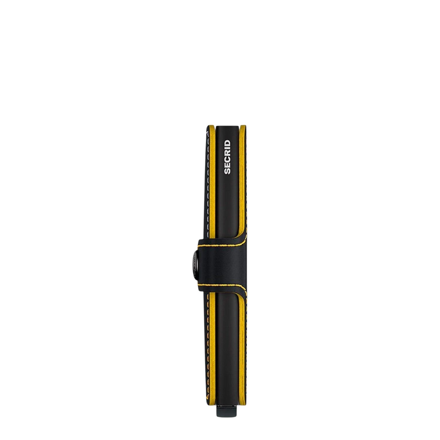 Lieblingstasche Secrid Miniwallet Matte in black leather with yellow contrast stitching and RFID protection
