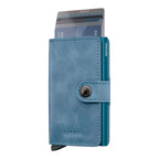 Lieblingstasche Secrid Miniwallet Vintage in blue leather with aluminum card protector and snap button closure