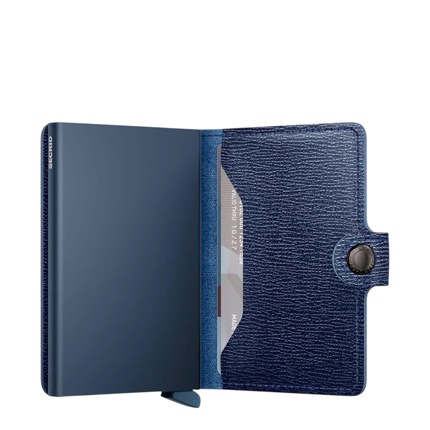 Lieblingstasche Secrid Miniwallet Crisple in blue leather with RFID-protected card protector and snap button closure