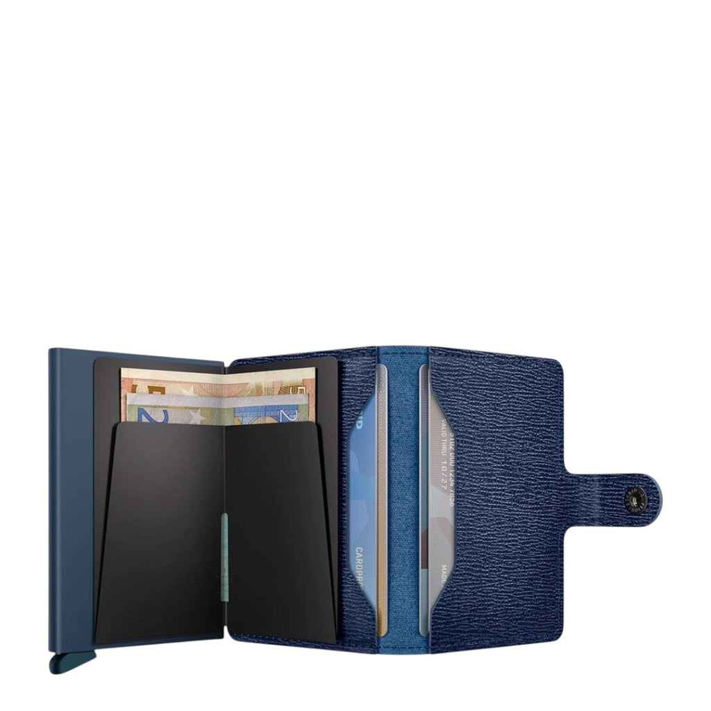 Lieblingstasche Secrid Miniwallet Crisple in blue leather with integrated card protector and cash storage