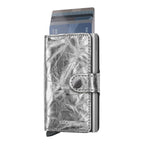 Lieblingstasche Secrid Miniwallet Crunch in metallic silver leather with aluminium card protector and snap closure