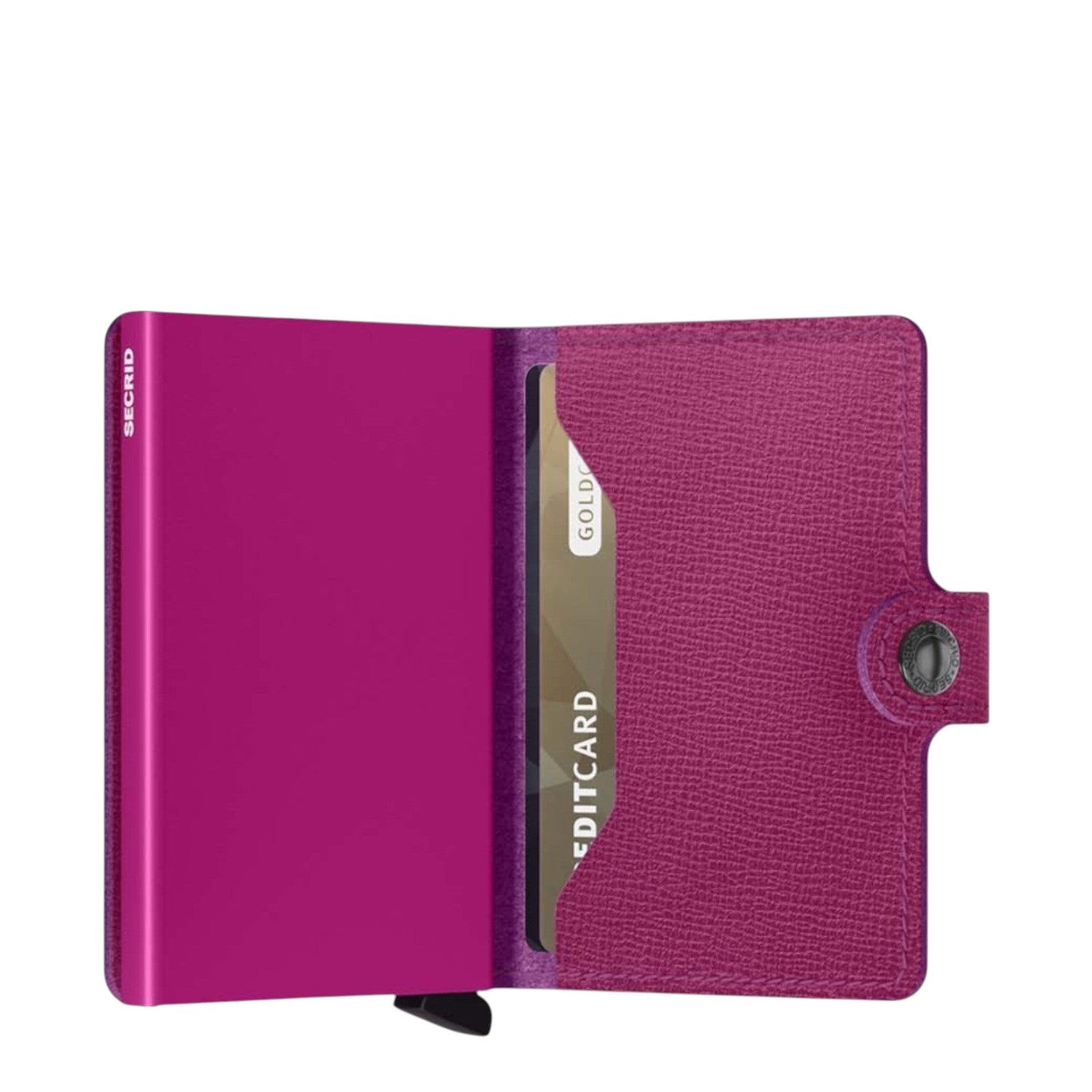 Lieblingstasche Secrid Miniwallet in vibrant fuchsia pink leather with RFID-protected card holder and snap closure